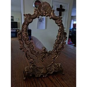 Vintage Ornate Cherub Vanity Dresser Table Victorian Baroque Rotating Mirror